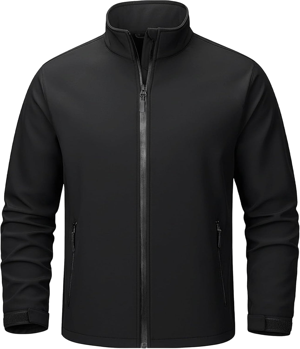 Men's Lightweight Softshell Jacket Waterproof Lightweight Fleece Lined Winter Coat with 4 Pockets Windbreaker
