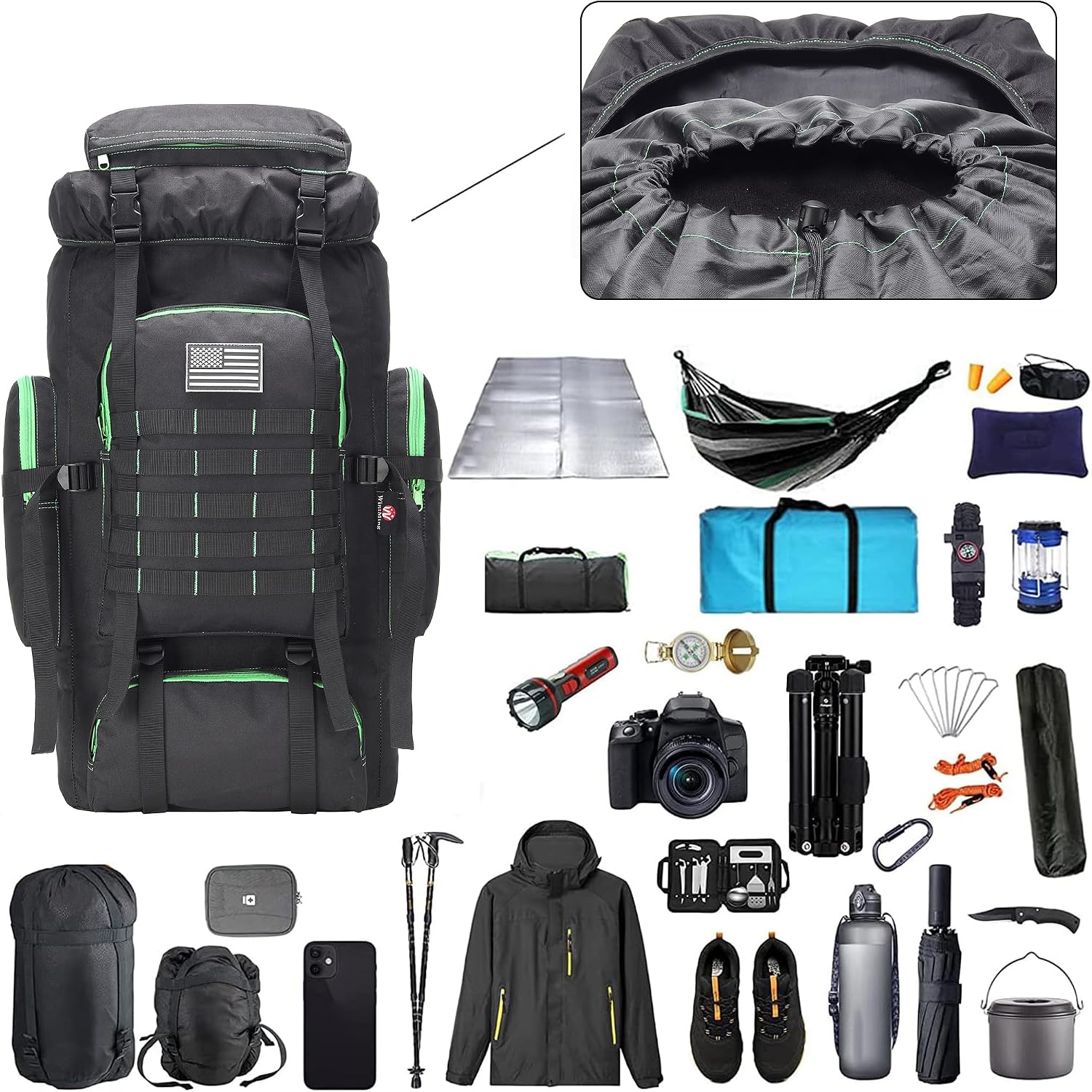 Hiking Backpack for Men 70L/100L Camping Backpack Military Rucksack  3  for Climbing