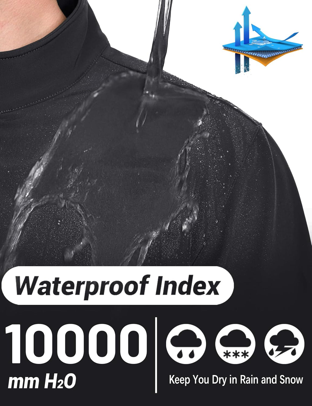 Men's Lightweight Softshell Jacket Waterproof Lightweight Fleece Lined Winter Coat with 4 Pockets Windbreaker