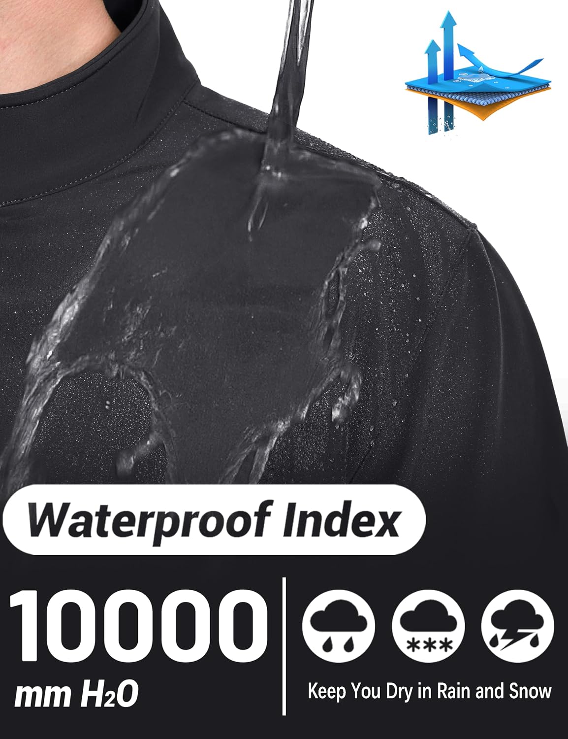 Men's Lightweight Softshell Jacket Waterproof Lightweight Fleece Lined Winter Coat with 4 Pockets Windbreaker