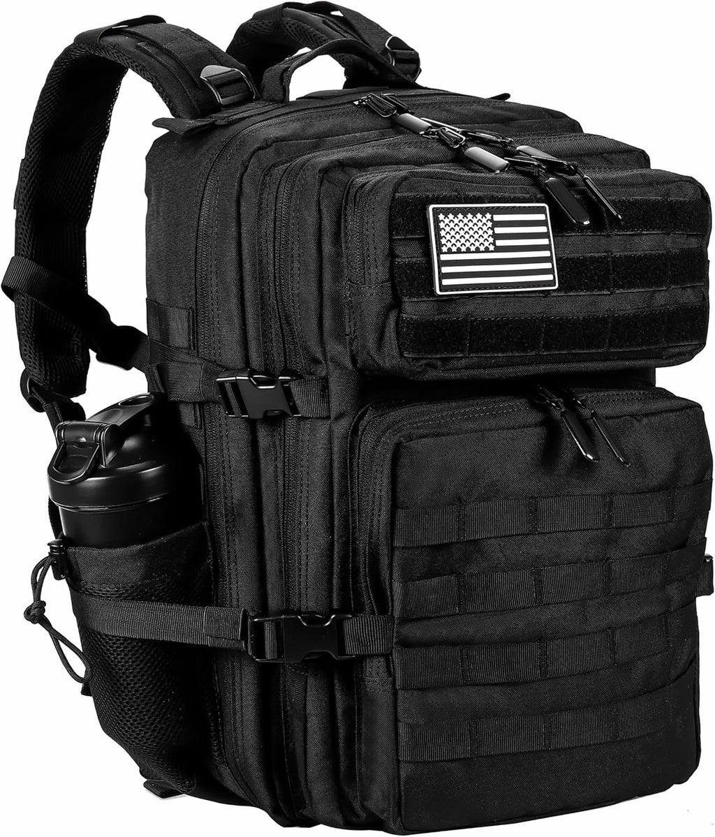 Military Tactical Backpack for Men and Women 45L Army 3  Bag Large Rucksack with  System - Black